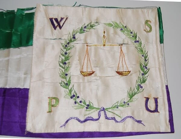 Suffragette W. S. P. U Regalia Flag