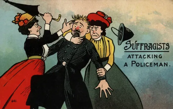 Framed Print : Suffragettes Attacking A Policeman Print, circa 1908 Framed Print : Suffragettes Attacking A Policeman Print, circa 1908