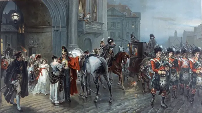 Framed Print : Waterloo Print: Officers Leaving the Duchess of Richmond's Ball, 1815 Framed Print : Waterloo Print: Officers Leaving the Duchess of Richmond's Ball, 1815