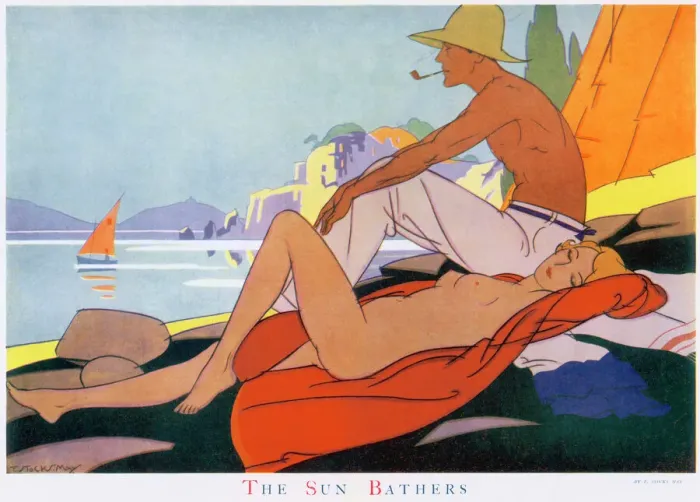 Framed Print : Sun Bathers Print, Cap d'Antibes Framed Print : Sun Bathers Print, Cap d'Antibes