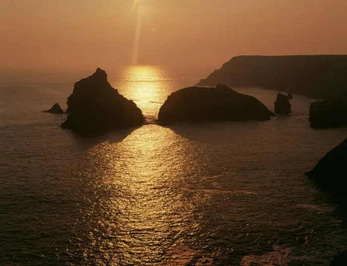 Framed Print : Sunset at Kynance Cove Print, circa 1970s Framed Print : Sunset at Kynance Cove Print, circa 1970s