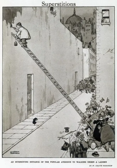 Framed Print : Aversion to Walking Under a Ladder, 1920s Print Framed Print : Aversion to Walking Under a Ladder, 1920s Print