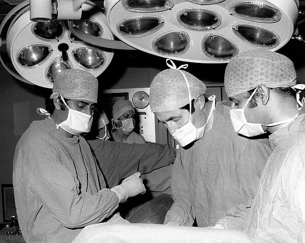 Surgeons operating at Hayle Hospital, Cornwall