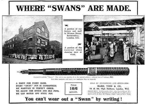 Swan pens advertisement, WW1