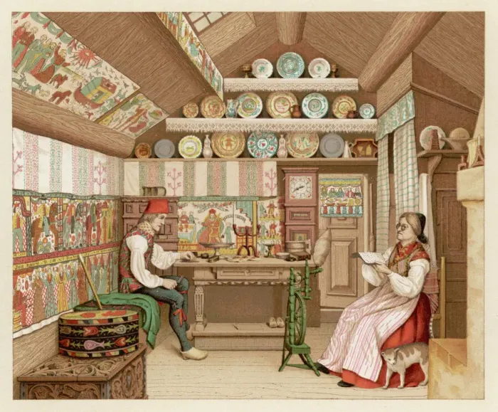 Framed Print : Swedish Peasant Interior Print