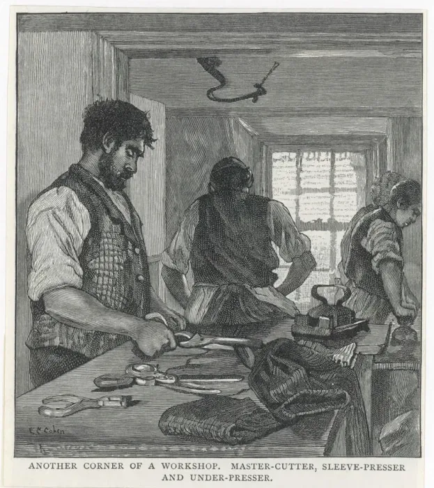Framed Print : Tailors Workshop Print / 1890 Engraving Framed Print : Tailors Workshop Print / 1890 Engraving
