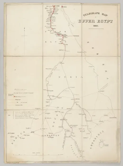Framed Print : Telegraph Map of Upper Egypt Print, 1882 Framed Print : Telegraph Map of Upper Egypt Print, 1882