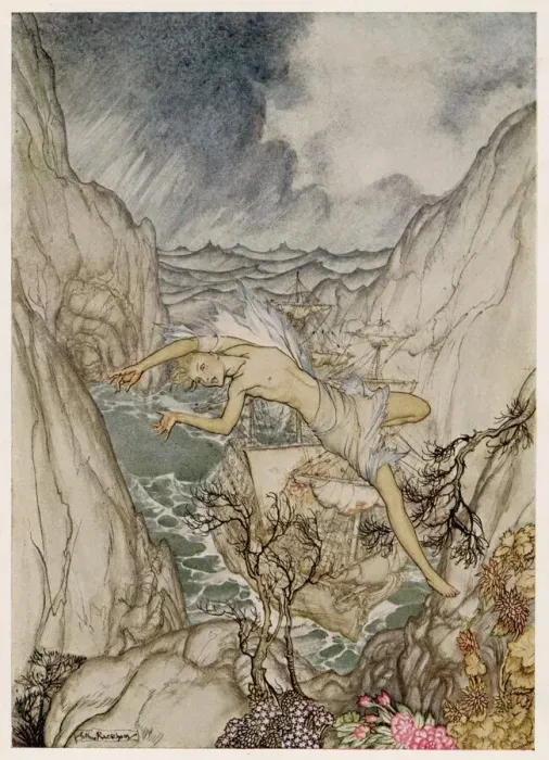 Framed Print : Ariel Guides the Ship to Safety Print, 1909 Framed Print : Ariel Guides the Ship to Safety Print, 1909