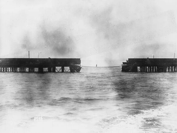 Temporary bridge at Zeebrugge, Belgium, WW1