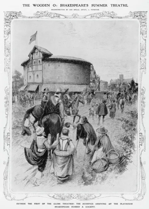 Framed Print : Print of Theatregoers at the Globe Theatre, C16Th Framed Print : Print of Theatregoers at the Globe Theatre, C16Th