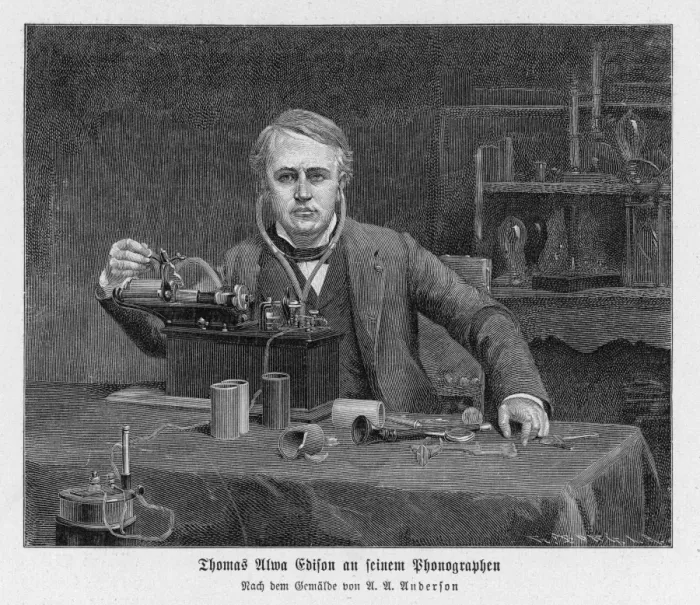 Framed Print : Thomas Edison with Phonograph Print Framed Print : Thomas Edison with Phonograph Print