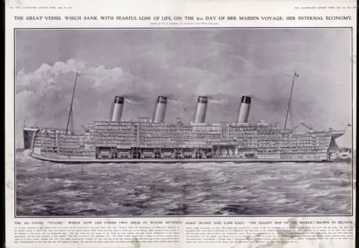Framed Print : Titanic Cross-Section Print Framed Print : Titanic Cross-Section Print