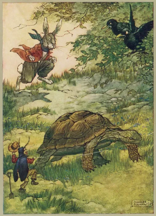 Framed Print : Tortoise and Hare Print, 1912
