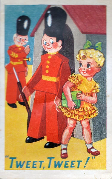 Toy soldiers and cute girl on an audible greetings card