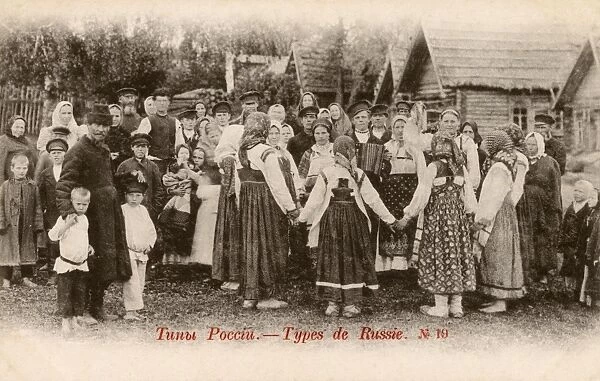 Traditional round circle dancing in a Russian village