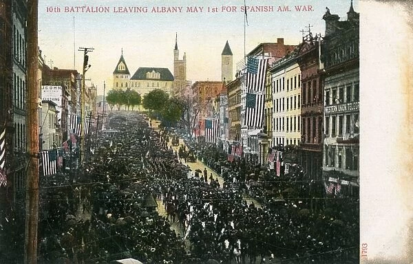 Troops leaving Albany, NY, for Spanish-American War