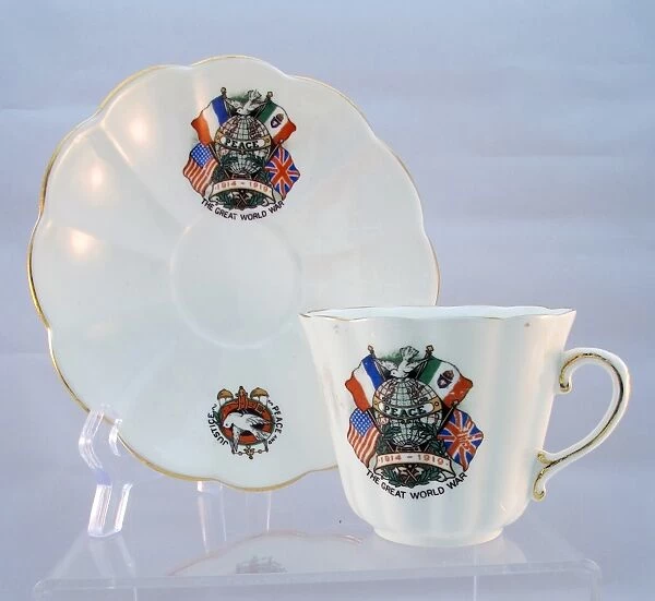 Tuscan China cup and saucer showing the flags of the Allies