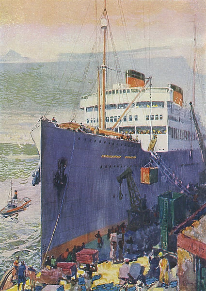 A Union Castle Company Ocean Liner at Cape Town