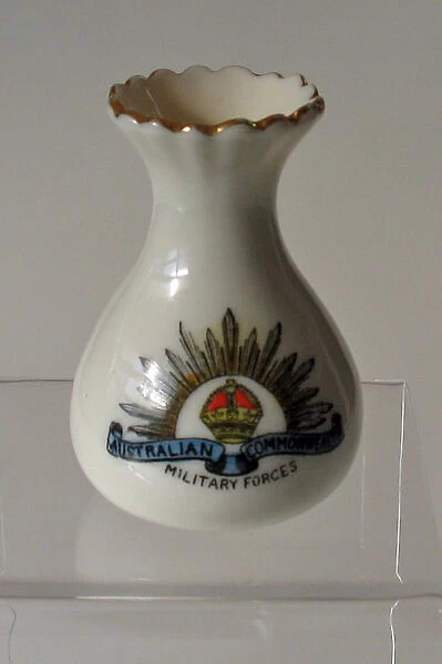 Vase with gold rim, marked on base The Coronet Ware