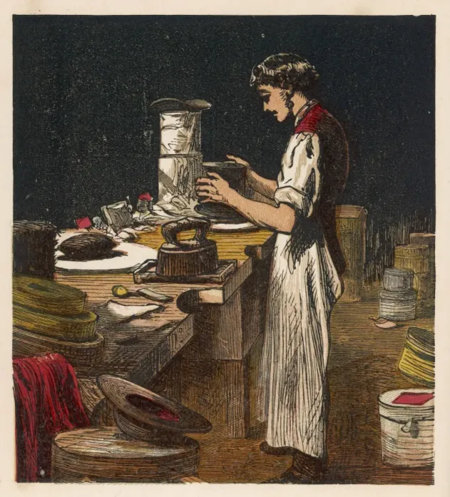 Framed Print : Victorian Hatter 1867 Print: A Hat-Maker at Work Framed Print : Victorian Hatter 1867 Print: A Hat-Maker at Work
