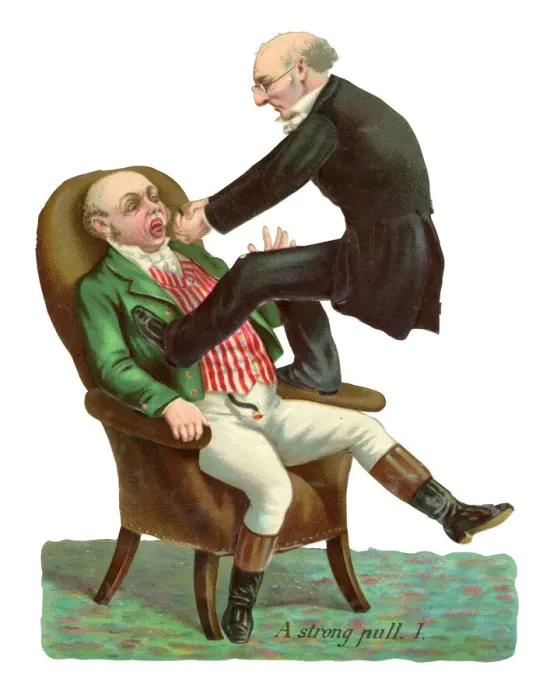 Framed Print : Victorian Dentist Pulling a Tooth Print, Late 19th Century Framed Print : Victorian Dentist Pulling a Tooth Print, Late 19th Century