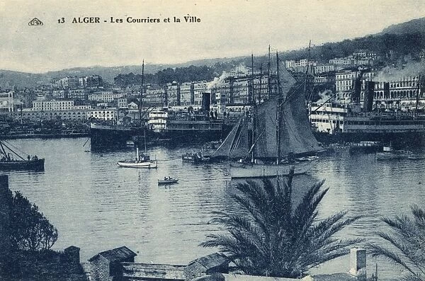 View of the harbour with mailboats, Algiers, Algeria