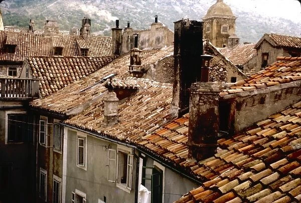 View across roofs, Yugoslavia