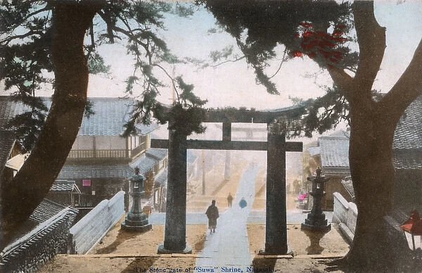 View down through the Torii - Suwa Shrine, Nagasaki, Japan