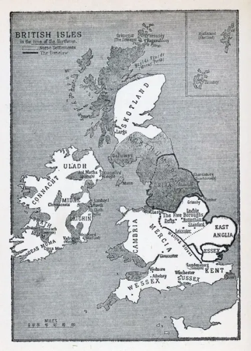 Framed Print : Viking Britain Print: Map of the British Isles during Viking Era Framed Print : Viking Britain Print: Map of the British Isles during Viking Era