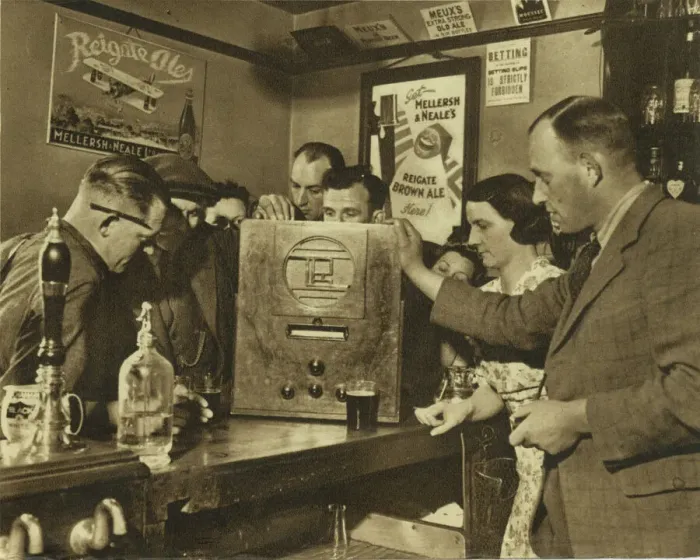 Framed Print : Villagers Gathered Around the Wireless Print, 1940 Framed Print : Villagers Gathered Around the Wireless Print, 1940