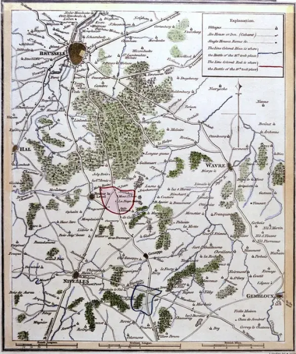 Framed Print : Waterloo 4 Bras Map Print, June 1815 Framed Print : Waterloo 4 Bras Map Print, June 1815