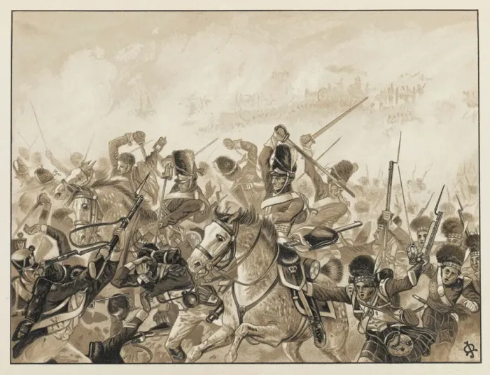 Framed Print : Waterloo Print: The Scots Greys in Action Framed Print : Waterloo Print: The Scots Greys in Action