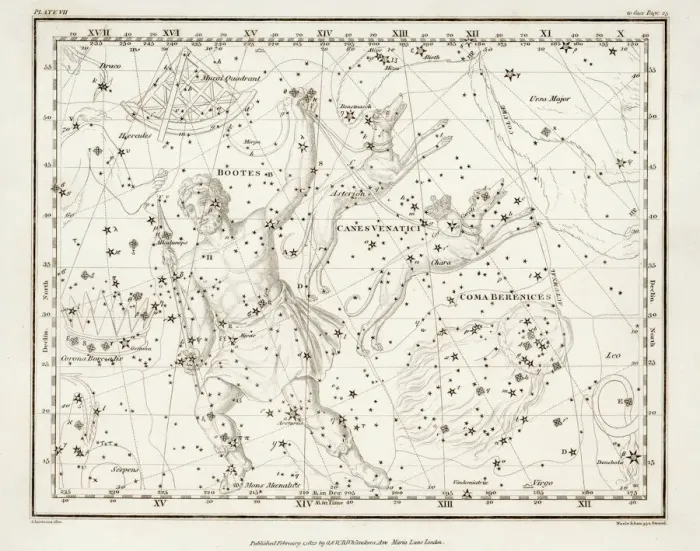 Framed Print : Whittaker Star Map Print 7 Including Bootes Framed Print : Whittaker Star Map Print 7 Including Bootes