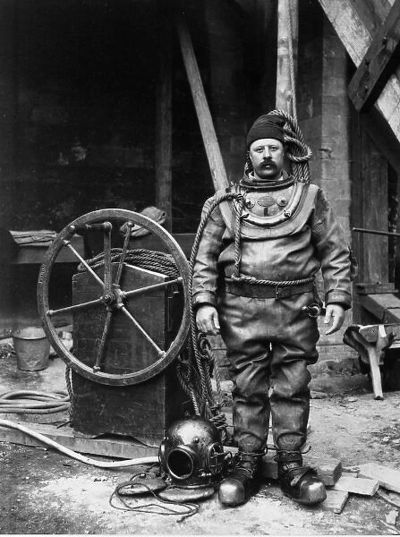 Diver. William Walker, diver, who worked under Winchester Cathedral between 1906