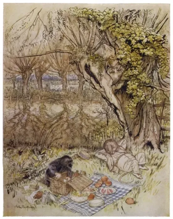 Framed Print : The Water Rat and Mole Picnic Print, 1908 Framed Print : The Water Rat and Mole Picnic Print, 1908