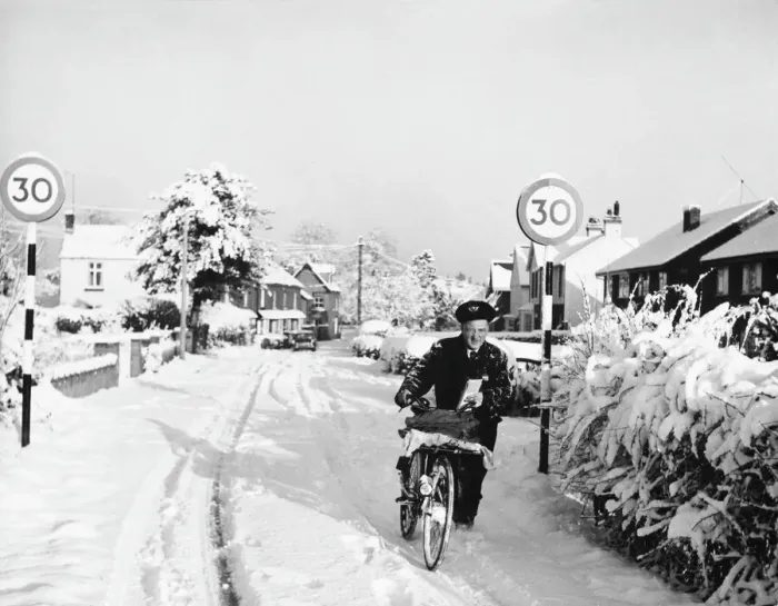 Framed Print : Postman in Winter Snow Print Framed Print : Postman in Winter Snow Print