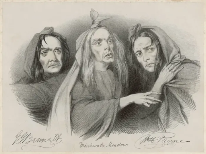 Framed Print : Macbeth Print: Three Witches Engraving Framed Print : Macbeth Print: Three Witches Engraving