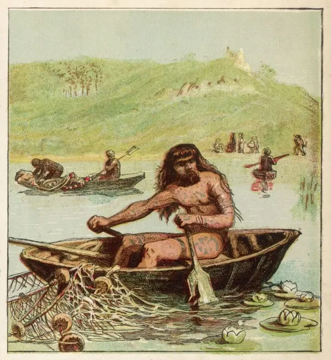 Framed Print : Woaded Briton in Coracle Print Framed Print : Woaded Briton in Coracle Print