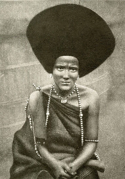 Woman with built-up hair, Abyssinia (Ethiopia), East Africa