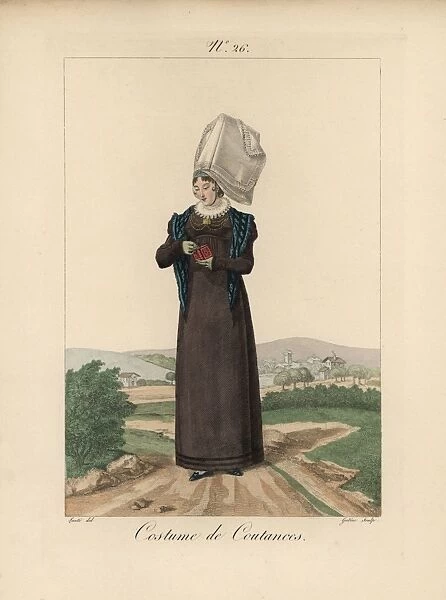Woman in the costume of Coutances in large