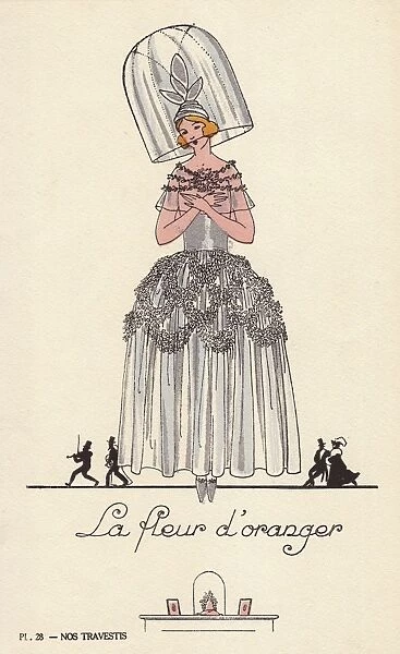 Woman in fancy dress costume as La fleur d oranger