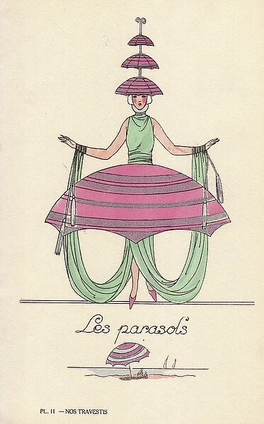 Woman in parasols fancy dress