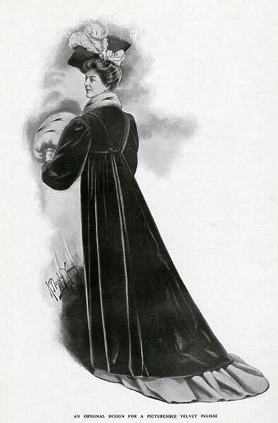 Woman wearing a velvet cloak 1905