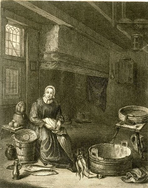 Woman at work in a Flemish kitchen