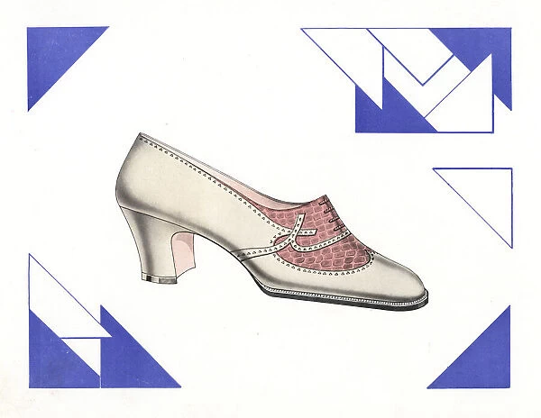 Womans brogue shoe design in ivory leather, 1930