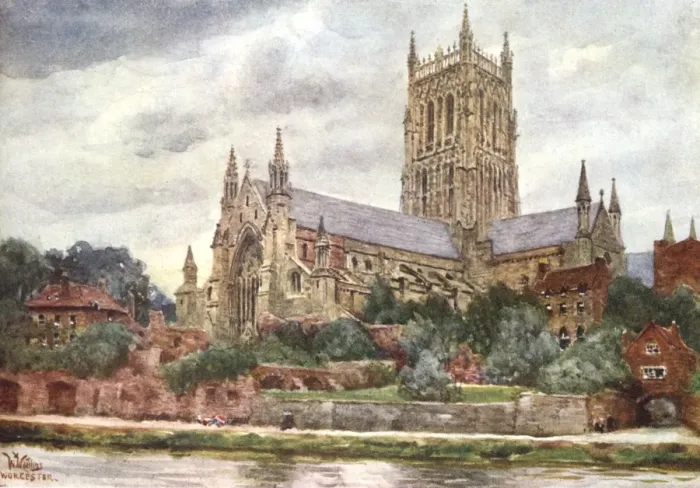 Framed Print : Worcester Cathedral 1905 Print Framed Print : Worcester Cathedral 1905 Print
