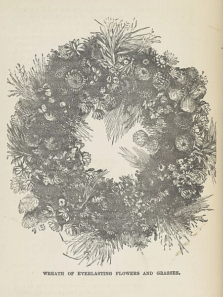 Wreath of everlasting flowers and grasses