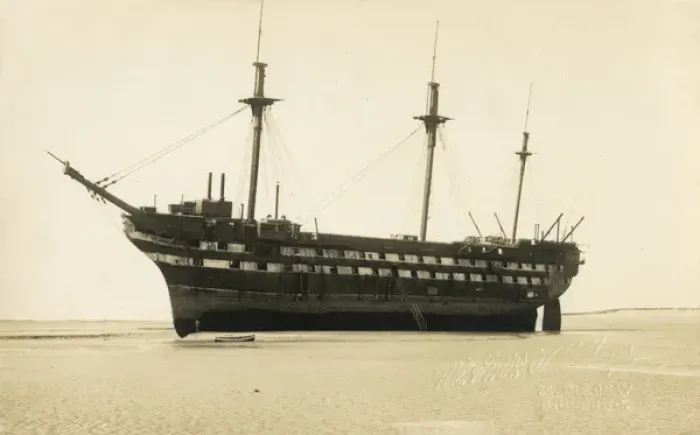 Framed Print : Wreck of a Ship of the Line Print, circa 1910s Framed Print : Wreck of a Ship of the Line Print, circa 1910s