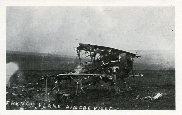 Wrecked French Biplane, Aincreville, Meuse