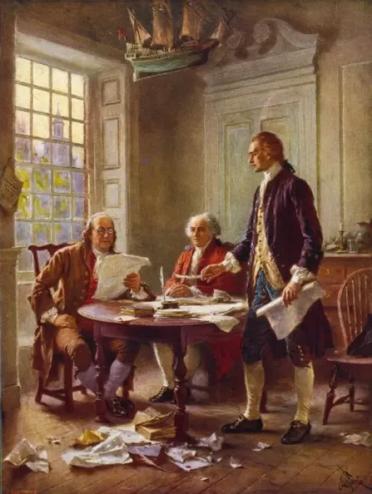 Framed Print : Writing the Declaration of Independence, 1776 Print - c1932 Framed Print : Writing the Declaration of Independence, 1776 Print - c1932